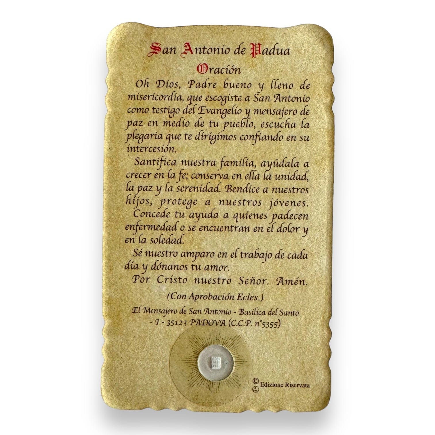 Catholically Holy Card Relic Card of St. Anthony of Padua - Touched to Tongue Relic