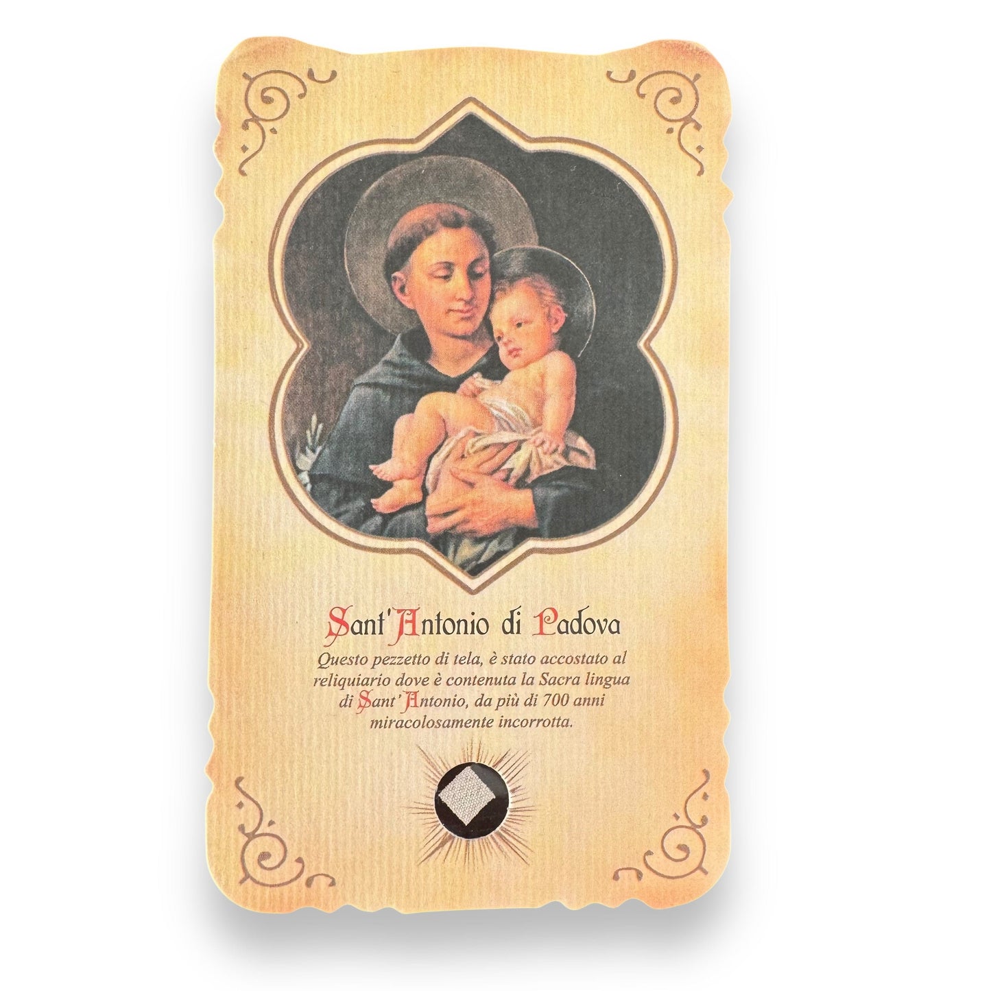 Catholically Holy Card Relic Card of St. Anthony of Padua - Touched to Tongue Relic