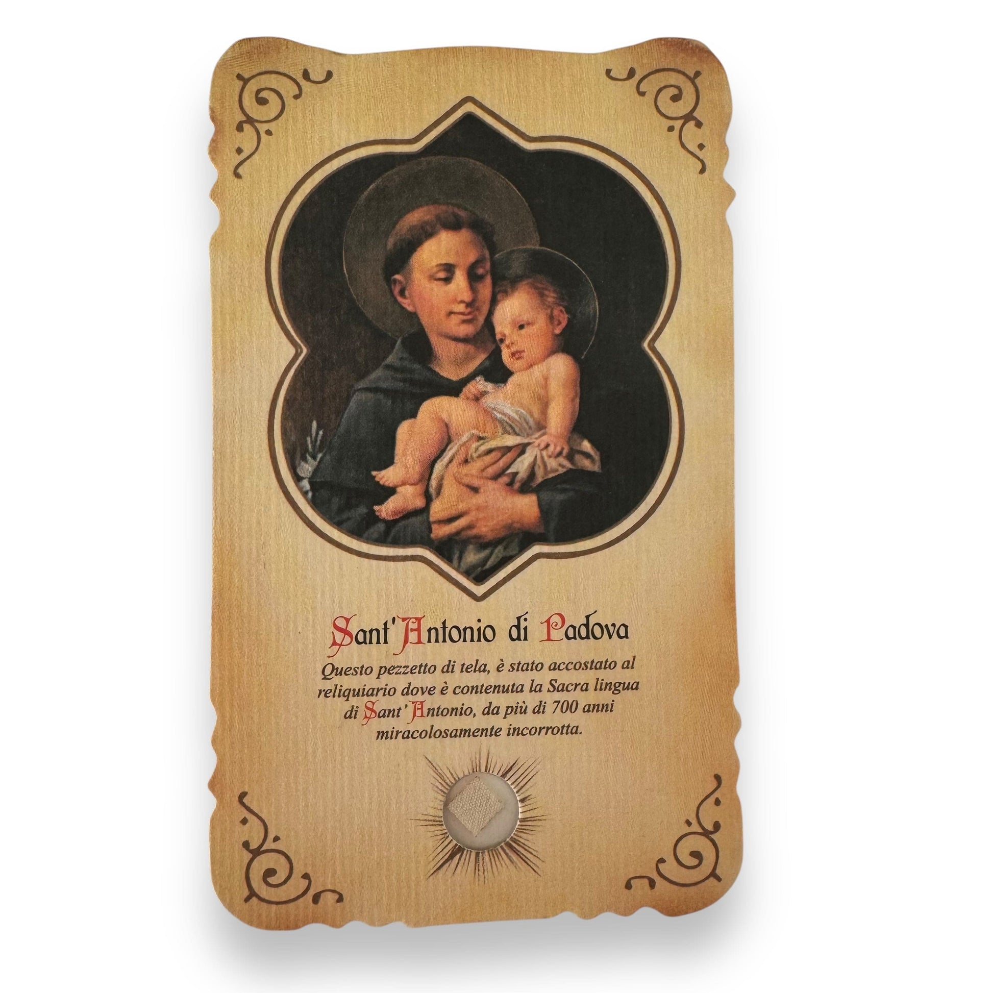 Catholically Holy Card Relic Card of St. Anthony of Padua - Touched to Tongue Relic