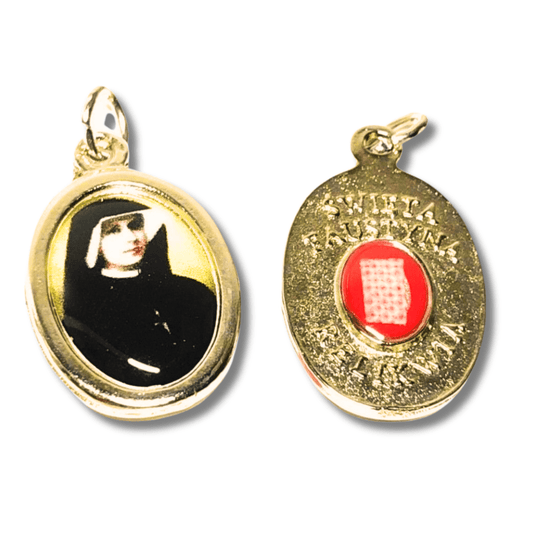 Catholically Patron Saint Medal Reliquary Medal - 2nd Class Relic St. Faustina Kowalska