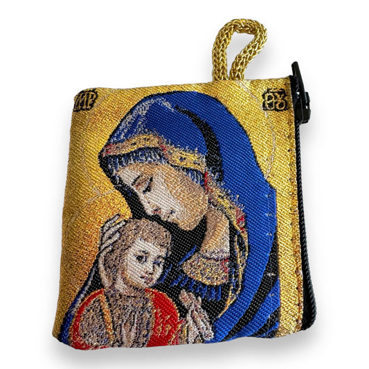 Catholically Rosary Case Blue Rosary Cases – Blessed Icons of Mary and Jesus