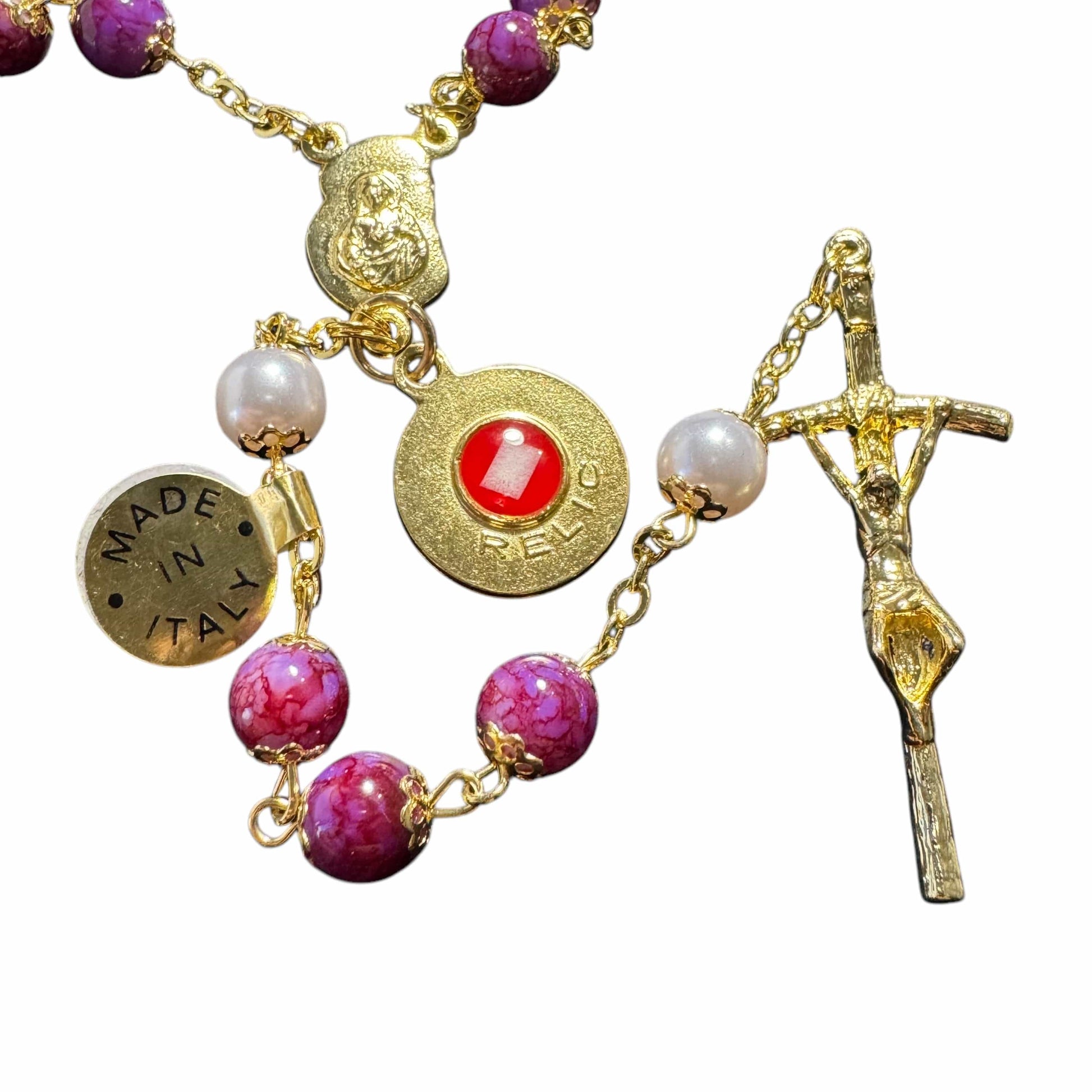 Catholically Rosaries Saint JPII - St.John Paul II Pope - Blessed Rosary with Relic Ex-Indumentis