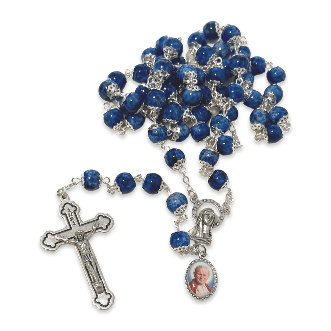 Catholically Rosaries Saint JPII - St.John Paul II Pope - Blessed Rosary With Relic Ex-Indumentis