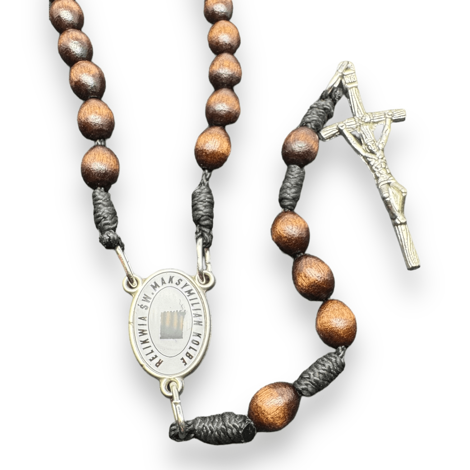 Catholically Saint Kolbe Relic Wooden Rosary - Handcrafted Spiritual Keepsake
