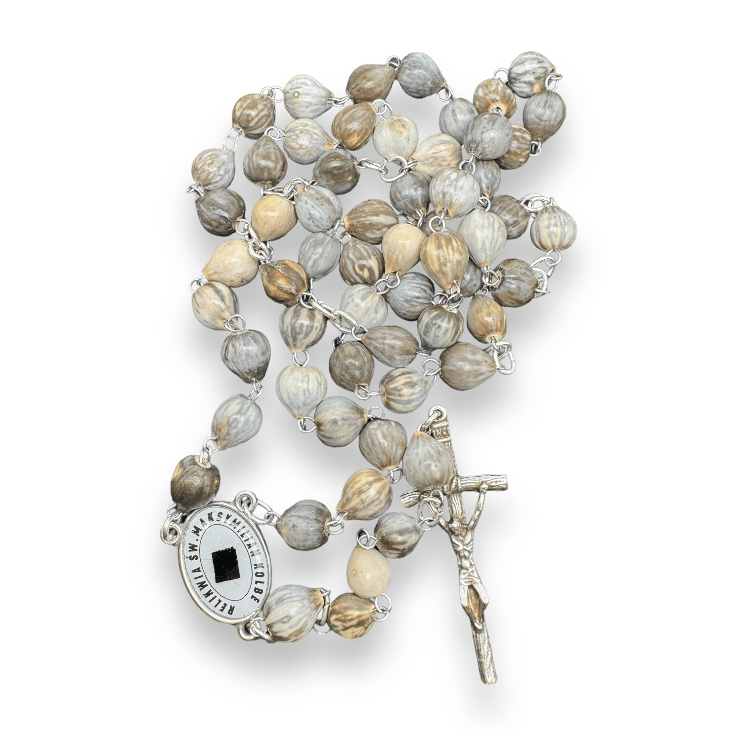 Catholically Saint Kolbe Relic Wooden Rosary - Handcrafted Spiritual Keepsake