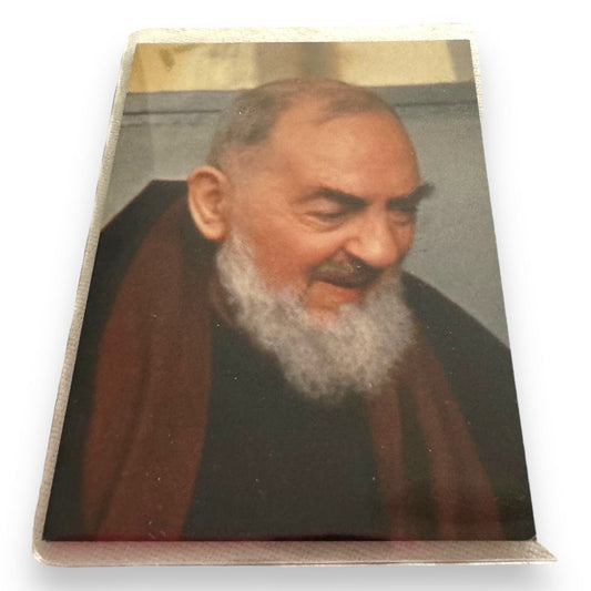 Catholically Holy Card Saint Padre Pio Prayer Holy Card w/ Free Relic Ex-Indumentis - St. Father Pio