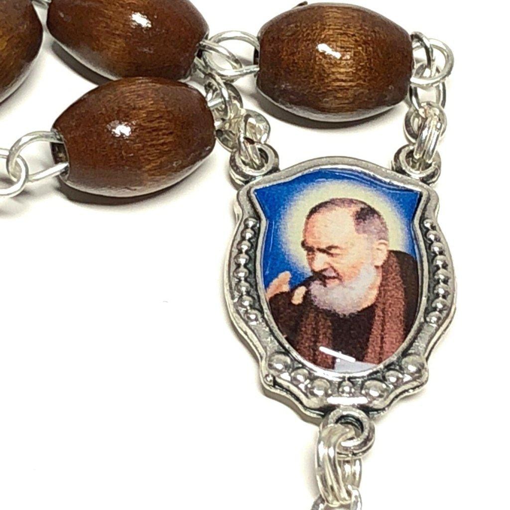 Catholically Rosaries Saint Padre Pio Rosary Blessed By Pope w/ 2nd Class Relic - St. Father Pio