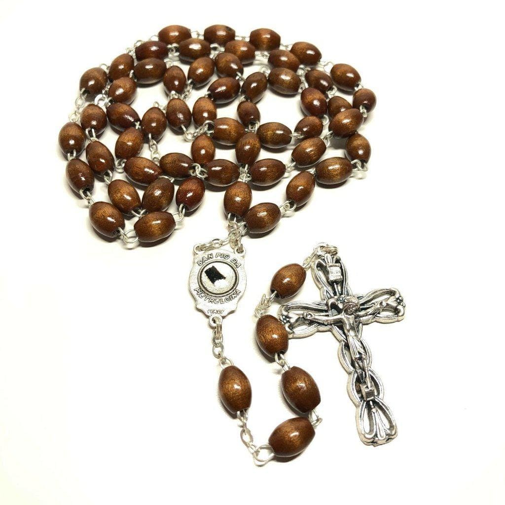 Catholically Rosaries Saint Padre Pio Rosary Blessed By Pope w/ 2nd Class Relic - St. Father Pio