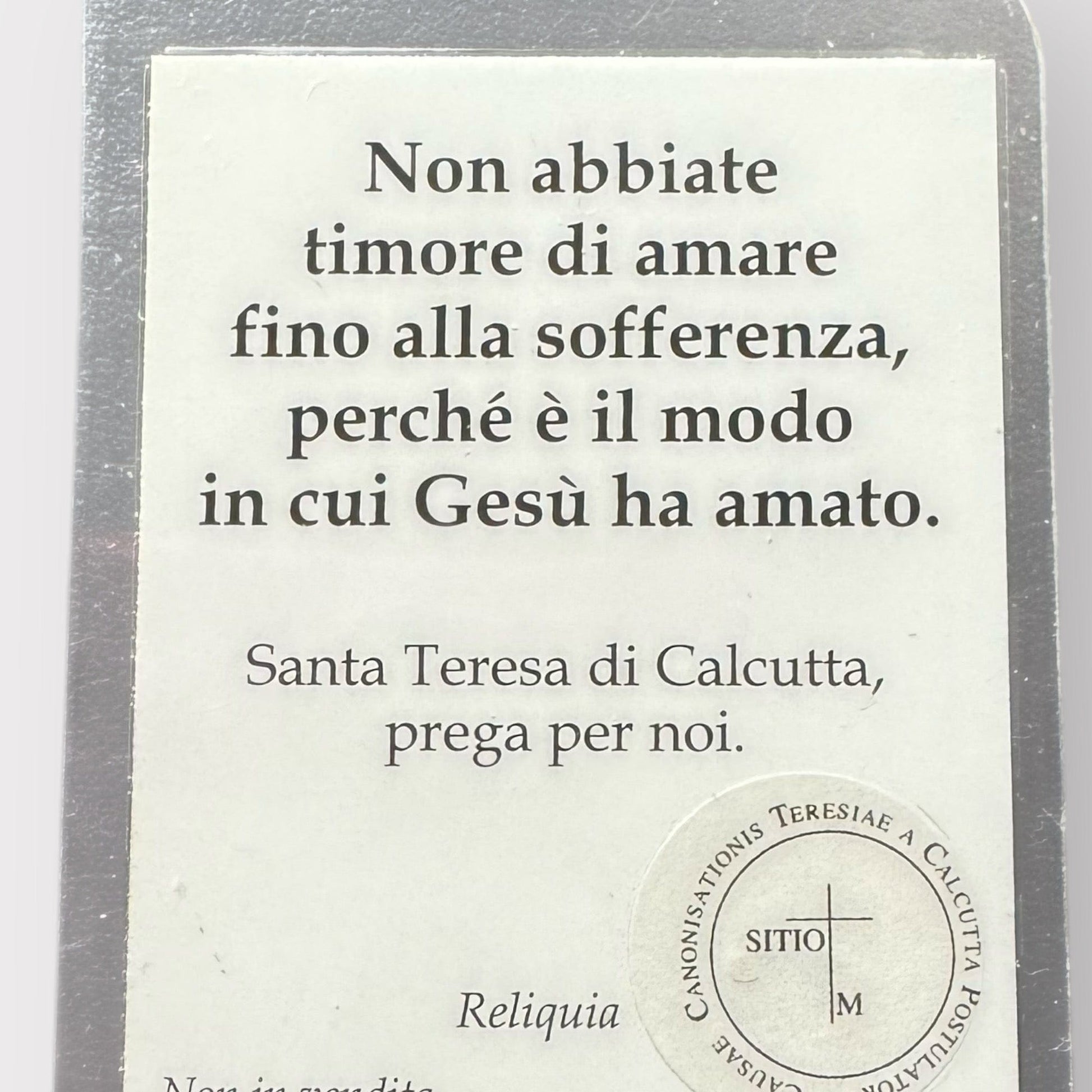 Catholically Holy Card Saint St. Mother Teresa of Calcutta Relic Card - Holy Card Madre Teresa