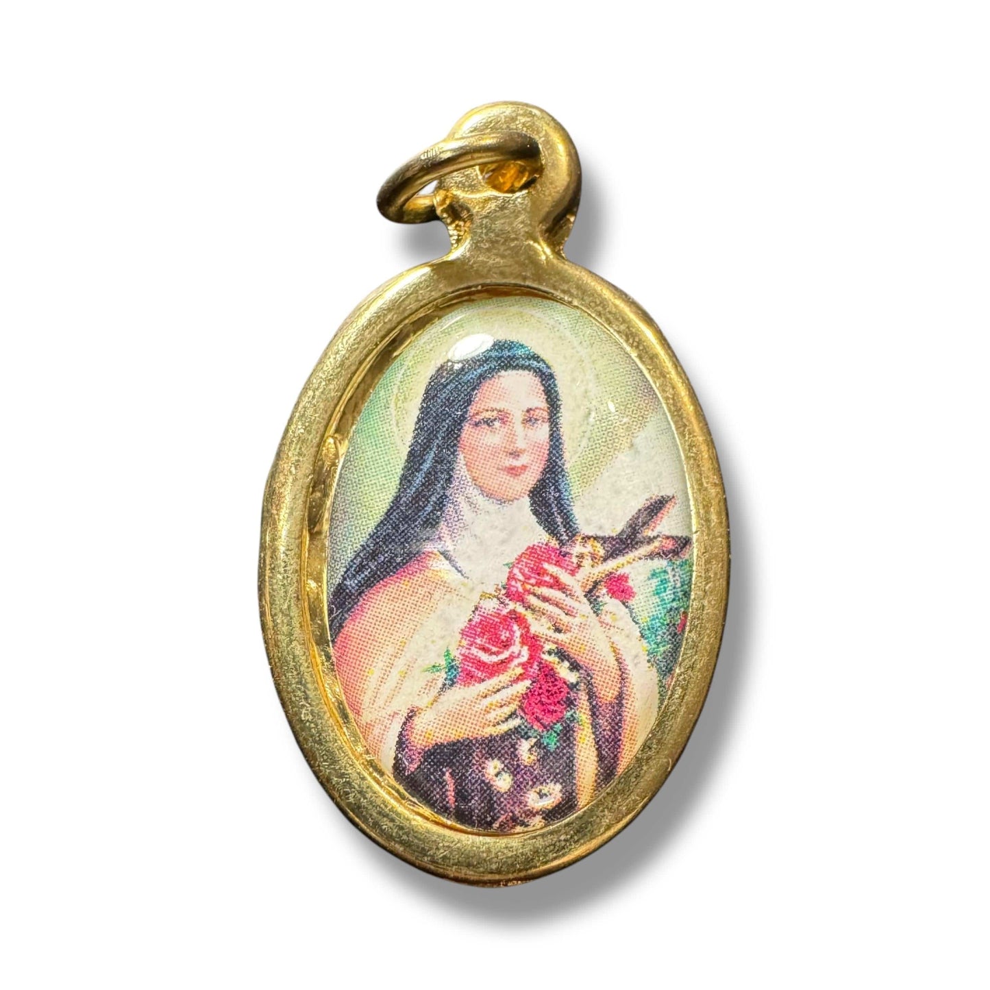 Catholically Medal Saint Thérèse of Lisieux Oval Medal – Gold-Tone Catholic Pendant