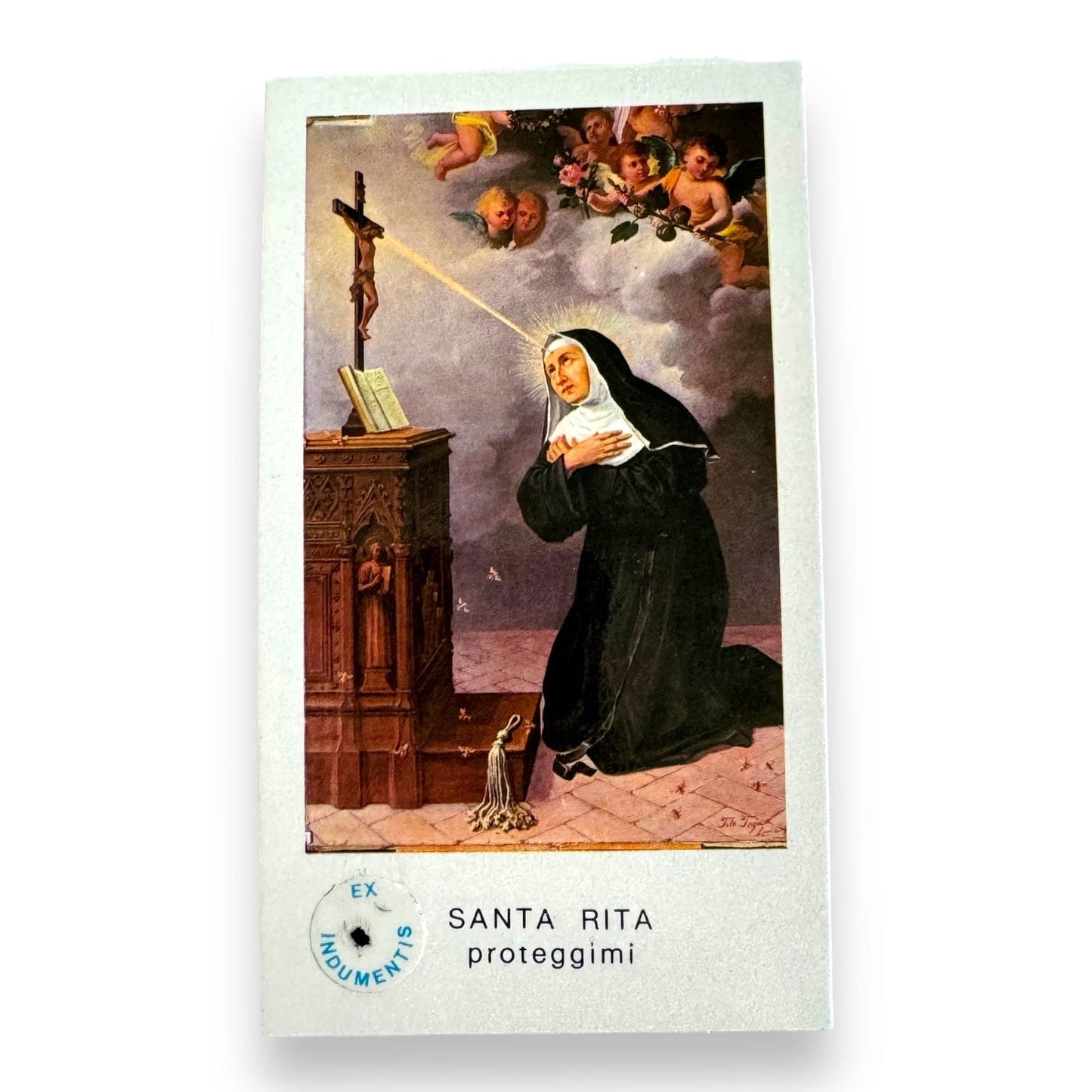 Catholically Holy Card Santa Rita Relic Prayer Card - For Desperate Cases