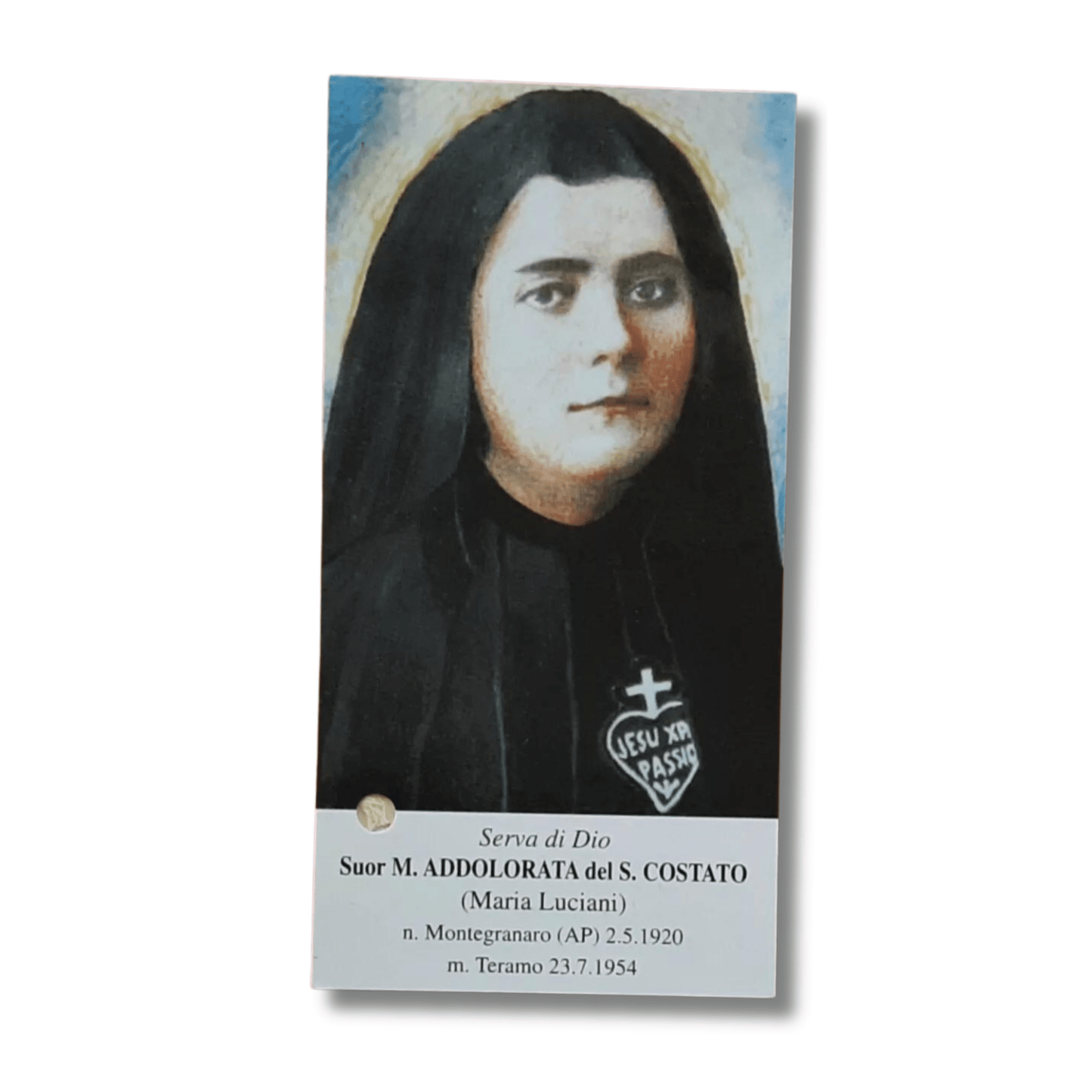 Catholically Holy Card Servant of God Sister Maria Addolorata of the Sacred Heart - Relic Card