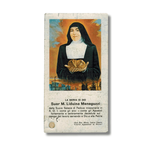 Catholically Holy Card Servant of God Sister Maria Liduina Meneguzzi Prayer Card with Relic