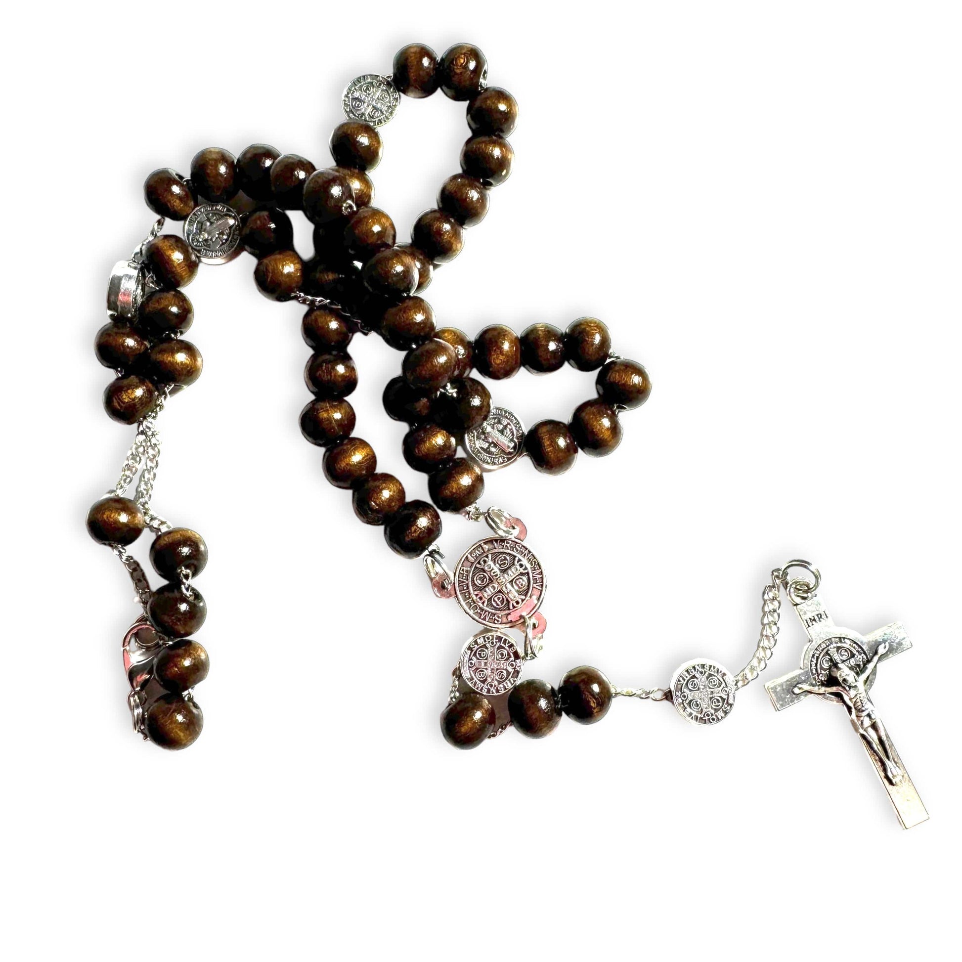 Catholically Rosaries St. Benedict Benito Wood Rosary  Catholic Exorcism  Blessed By Pope Francis