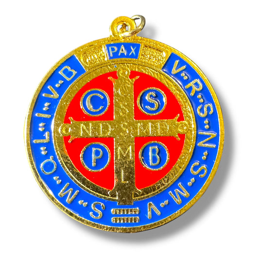 Catholically St Benedict Medal St Benedict Enamel 1" 1/2 Brass Medal - Catholic - Protection- Blessed By Pope