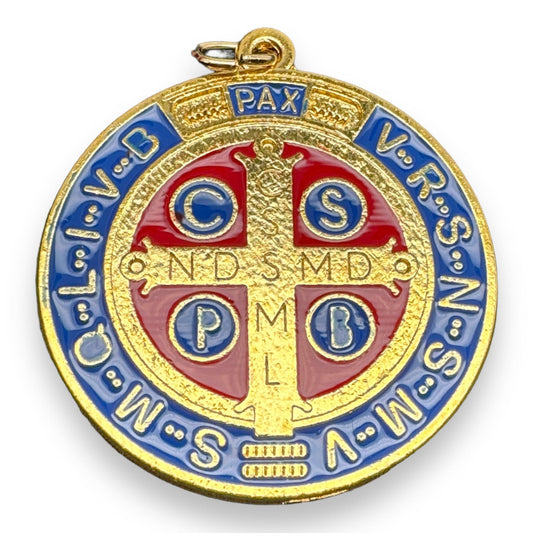 Catholically St Benedict Medal St Benedict Enamel 1" 1/2 Brass Medal - Catholic - Protection- Blessed By Pope