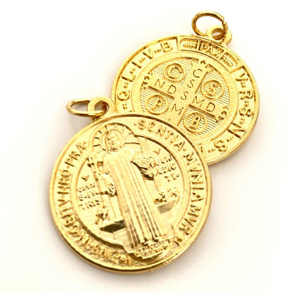 Catholically St Benedict Medal St Benedict Enamel 1" 1/4 Brass Medal Catholic Exorcism - Blessed By Pope
