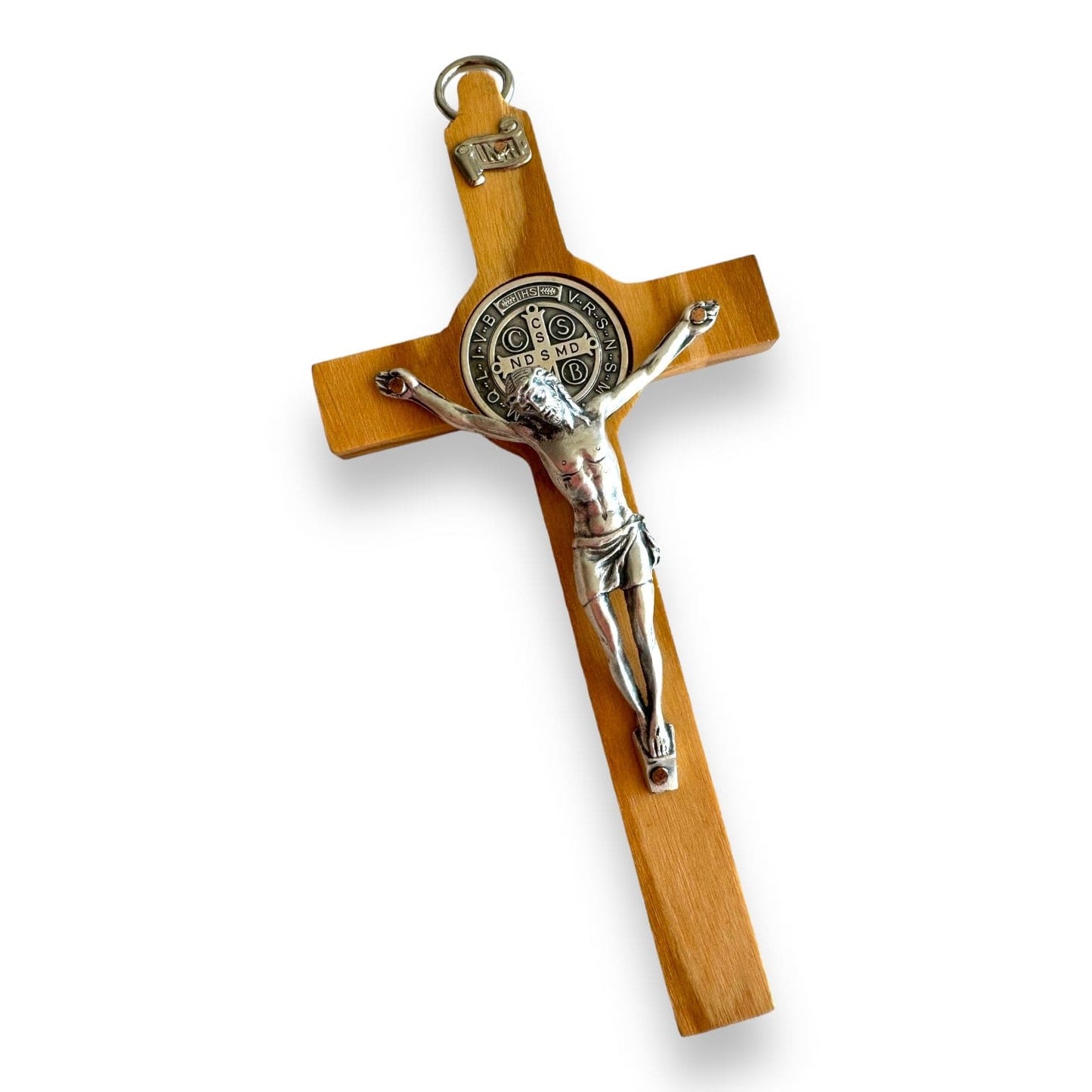 Catholically St Benedict Cross St. Benedict High Quality 7" 1/2 Honey Wood Crucifix - Exorcism