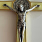 Catholically St Benedict Cross St. Benedict Wall Crucifix - Exorcism Cross - Blessed - 7.5" White Fluorescent