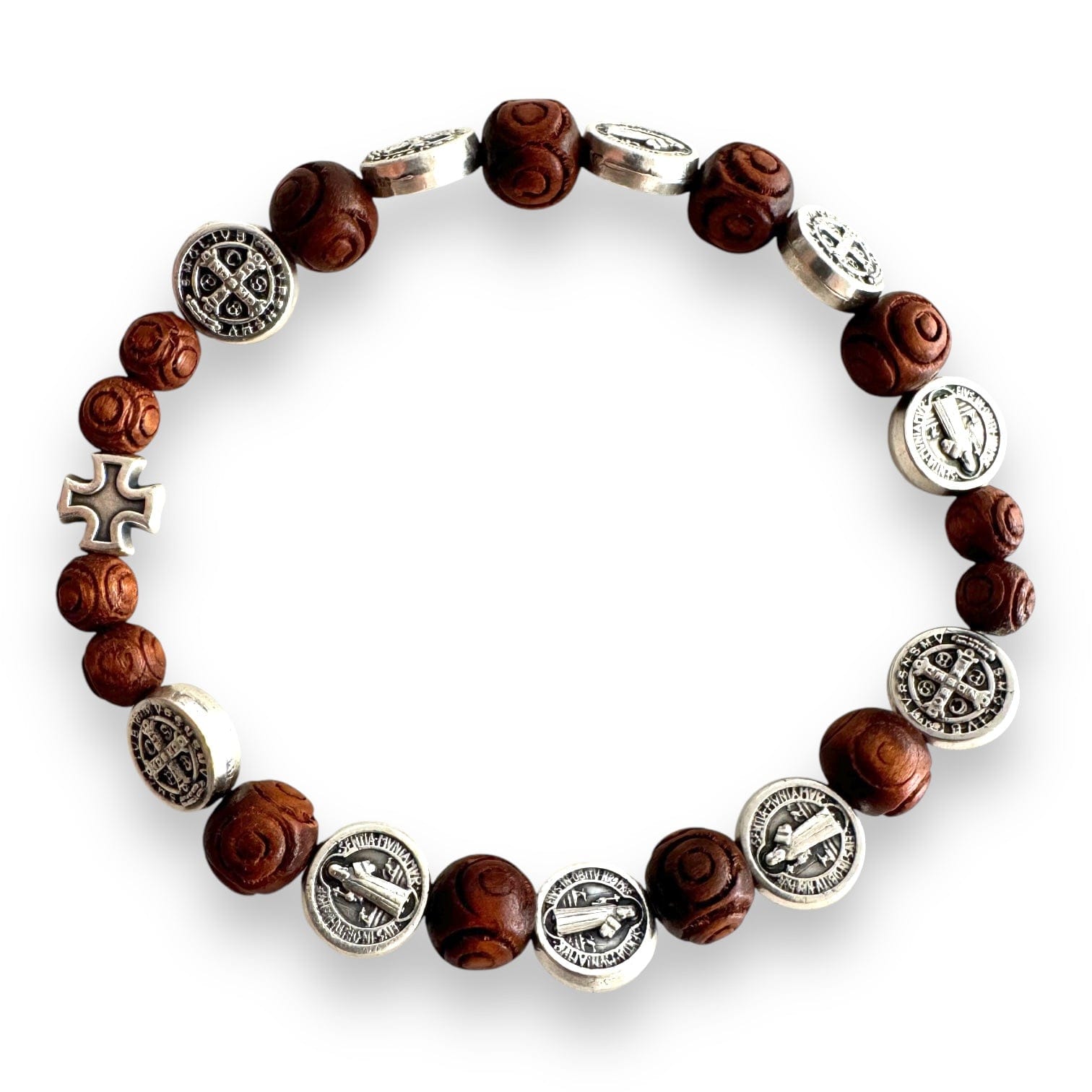 Catholically Bracelet St. Benedict Wooden Bracelet  - Medalla San Benito - Blessed