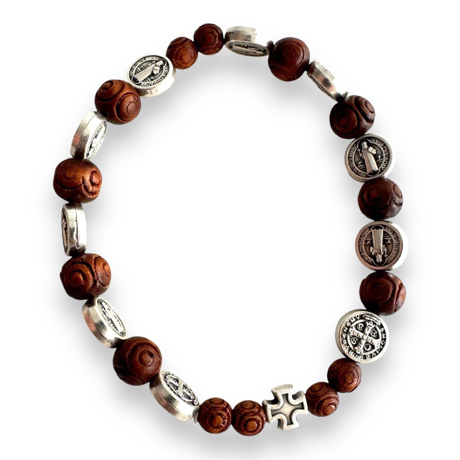 Catholically Bracelet St. Benedict Wooden Bracelet  - Medalla San Benito - Blessed