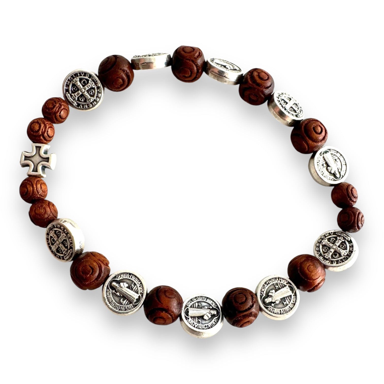 Catholically Bracelet St. Benedict Wooden Bracelet  - Medalla San Benito - Blessed