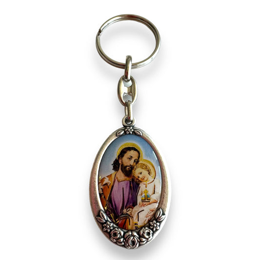 Catholically Keyring St. Joseph  Catholic Key Ring  Keychain  Keyring Blessed By Pope