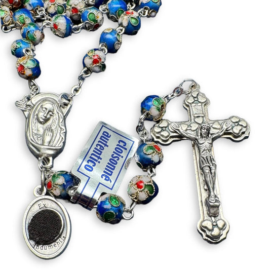 Catholically Rosaries St. Padre Pio Blue Relic Rosary Blessed By Pope