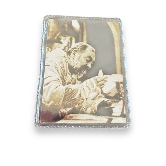 Catholically Holy Card St. Padre Pio Laminated Holy Card With 2nd Class Relic  St. Father Pio