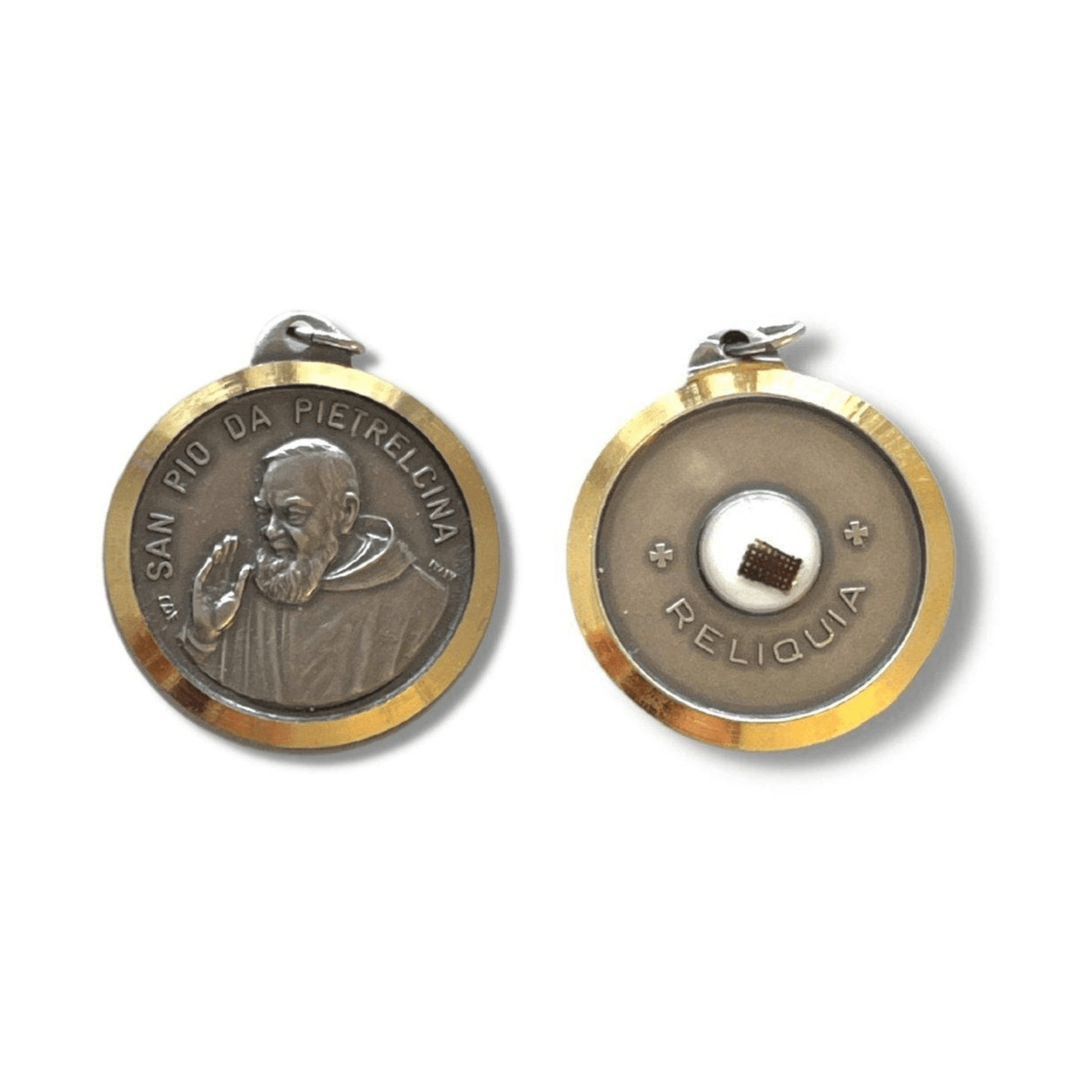 Catholically Patron Saint Medal St Padre Pio of Pietrelcina Pendant | Ex-indumentis Relic Medal | Saint Pio Protection Charm