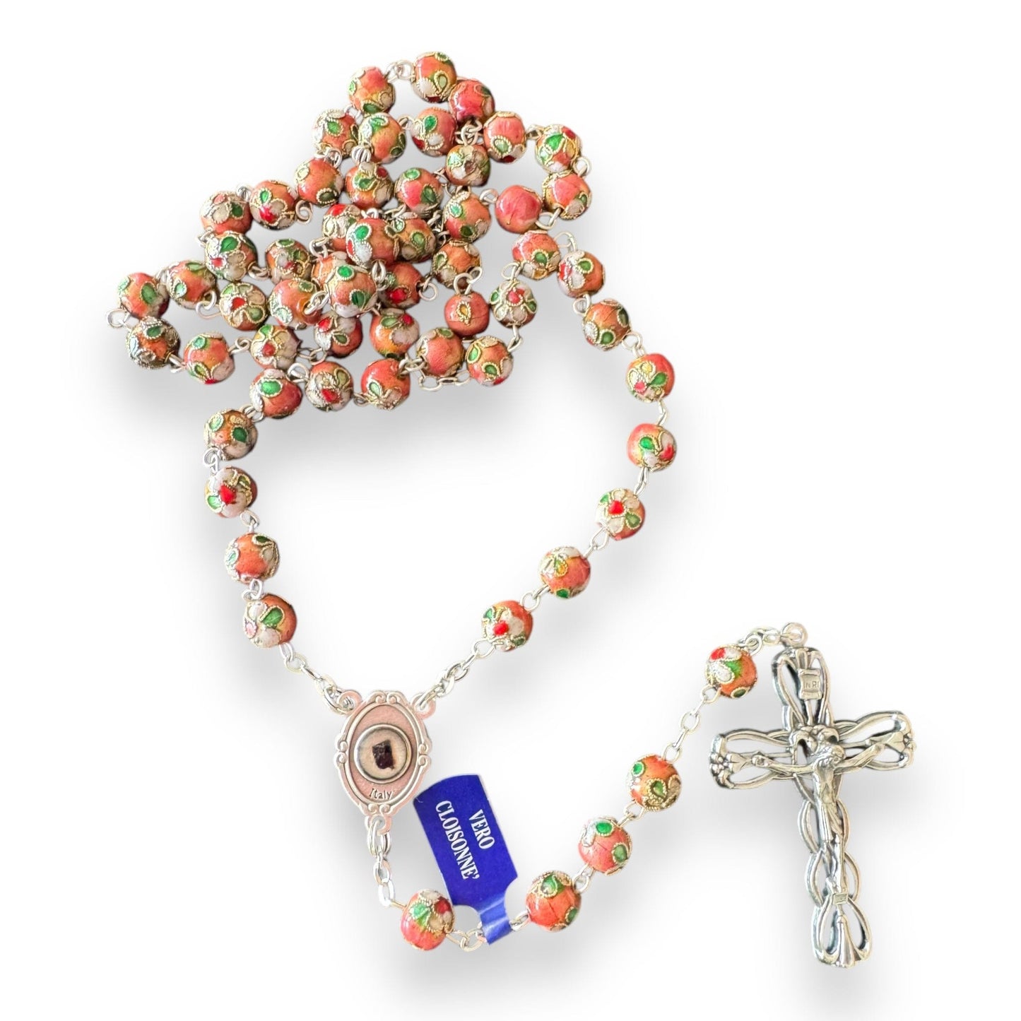 Catholically Rosaries St. Padre Pio Pink Cloisonne Rosary - Blessed By Pope - with Relic