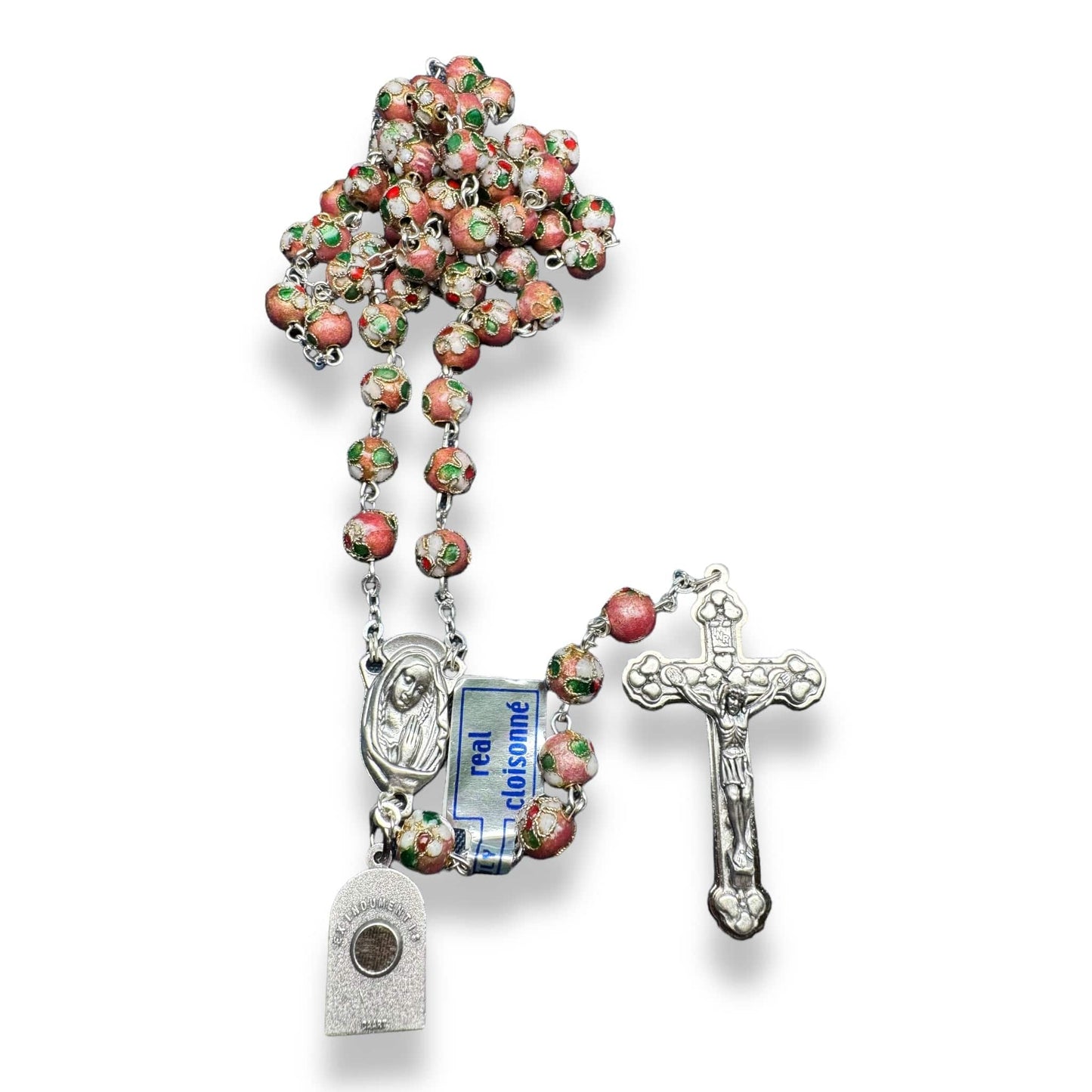 Catholically Rosaries St. Padre Pio Relic Pink Cloisonne Rosary  - Blessed By Pope Francis
