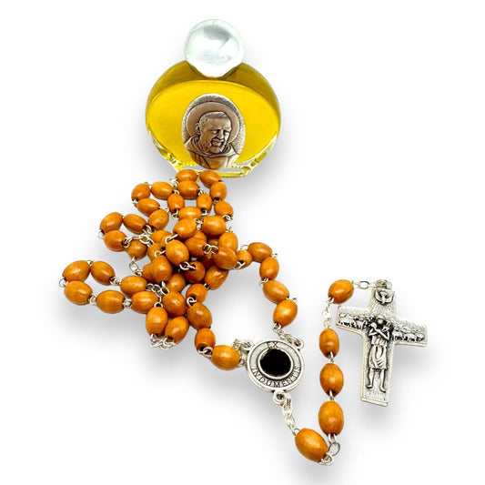 Catholically Rosaries St. Padre Pio Relic Rosary Blessed By Pope w/ 2nd Class Relic - St. Father Pio