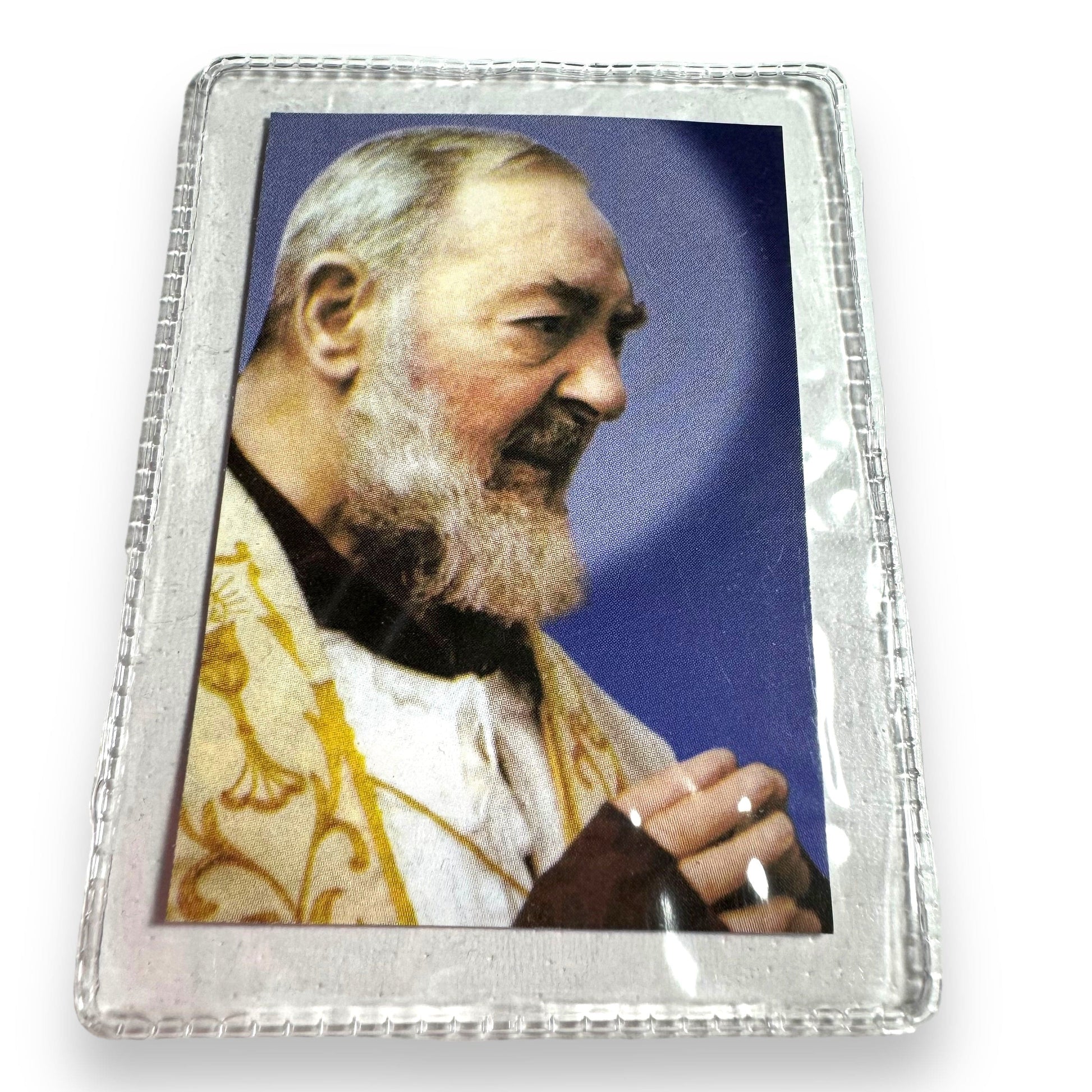 Catholically Holy Card St. Padre Pio Vintage Holy Card - Laminated 2nd Class Relic of St. Father Pio