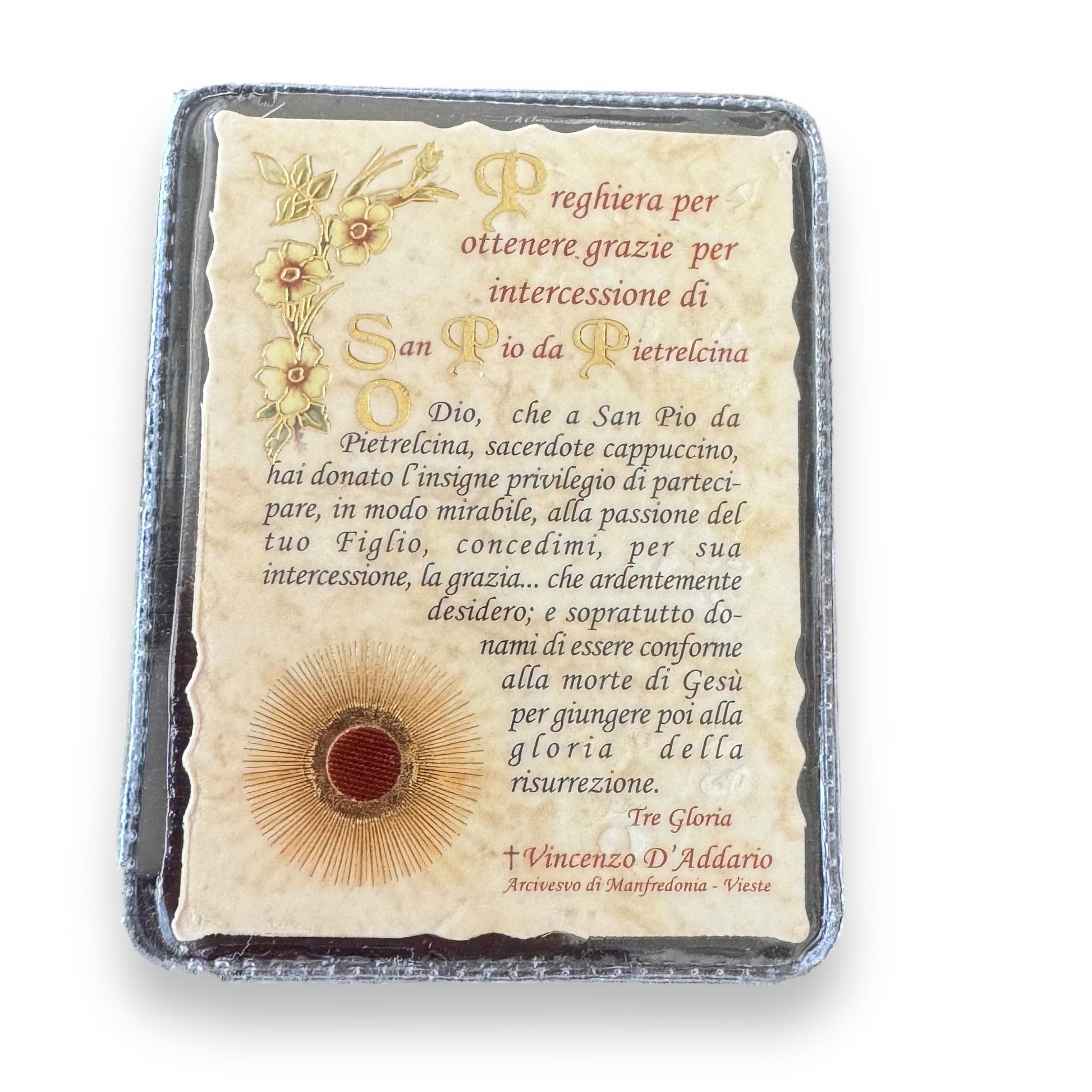 Catholically Holy Card St. Padre Pio Vintage Holy Card - Relic of St. Father Pio Of Pietrelecina