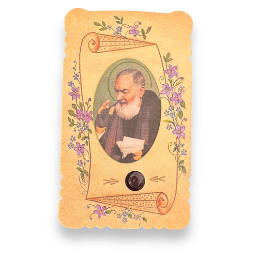 Catholically Holy Card St. Padre Pio Vintage Holy Card - Relic Of St. Father Pio of Pietrelecina