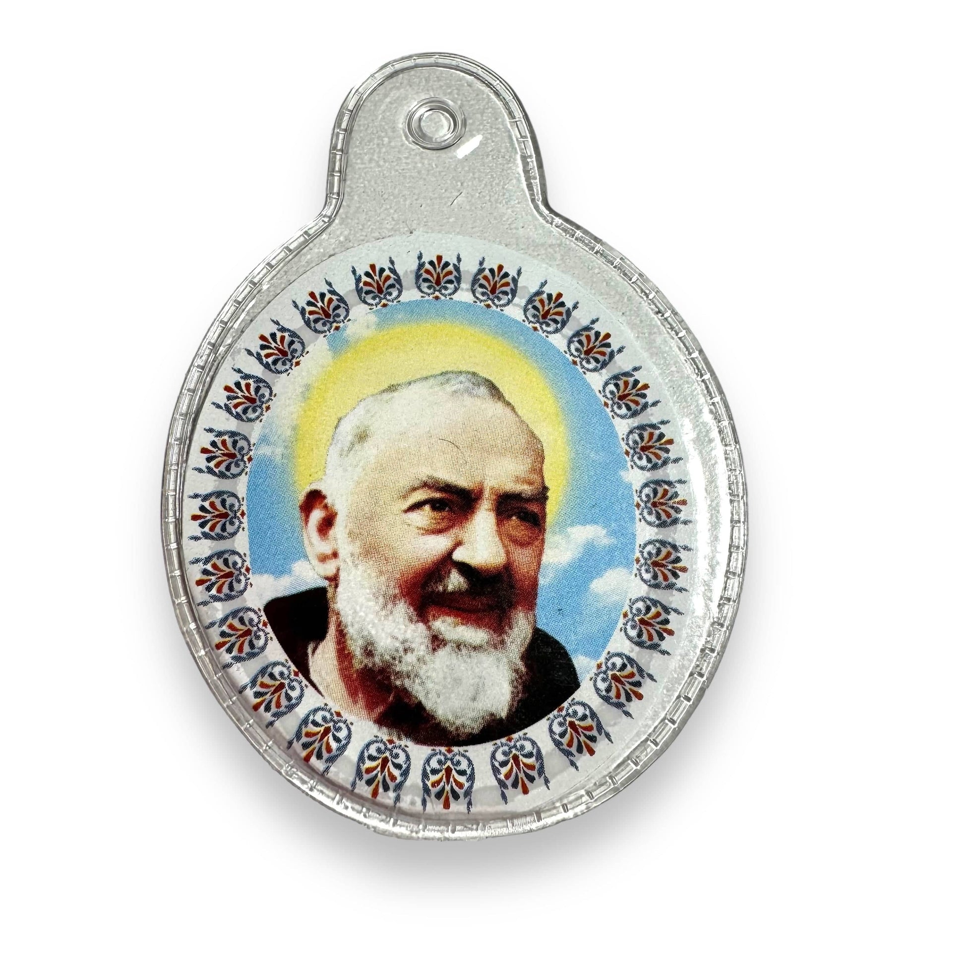 Catholically Holy Card St. Padre Pio  Vintage Holy Card with 2nd Class Free Relic Father Pio Badge