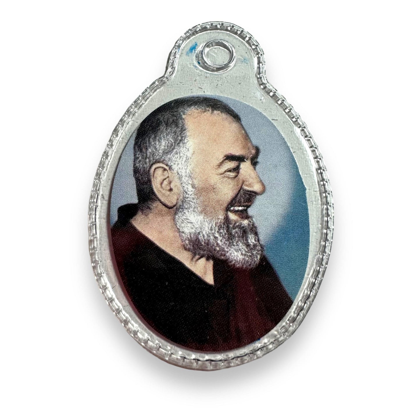 Catholically Holy Card St. Padre Pio  Vintage Holy Card with 2nd Class Free Relic Father Pio Badge