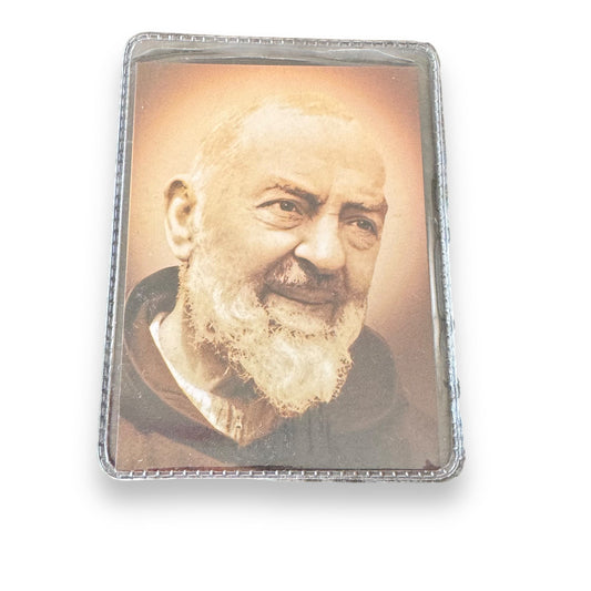 Catholically Holy Card St. Padre Pio Vintage Holy Card with 2nd Class Free Relic Father Pio Badge