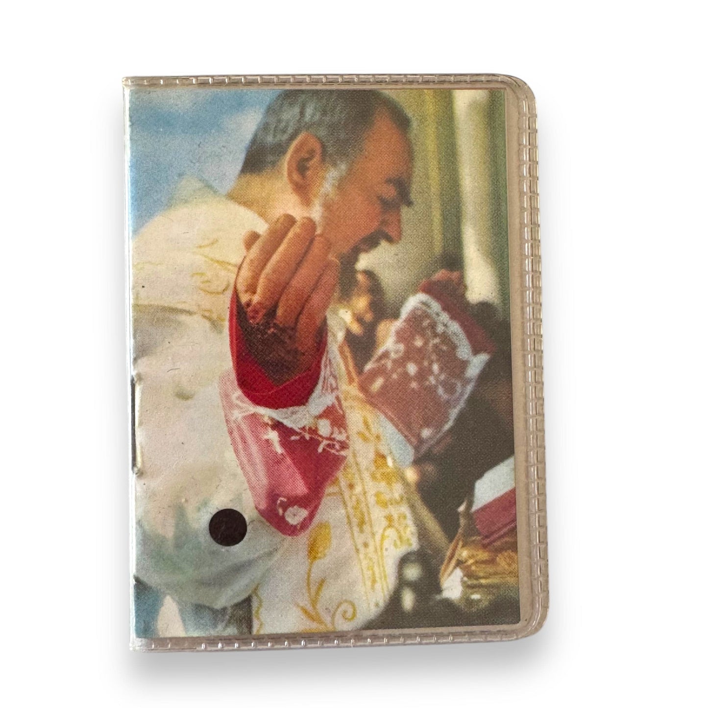 Catholically Holy Card St. Padre Pio Vintage Laminated Holy Card With 2nd Class Relic Ex-Indumentis