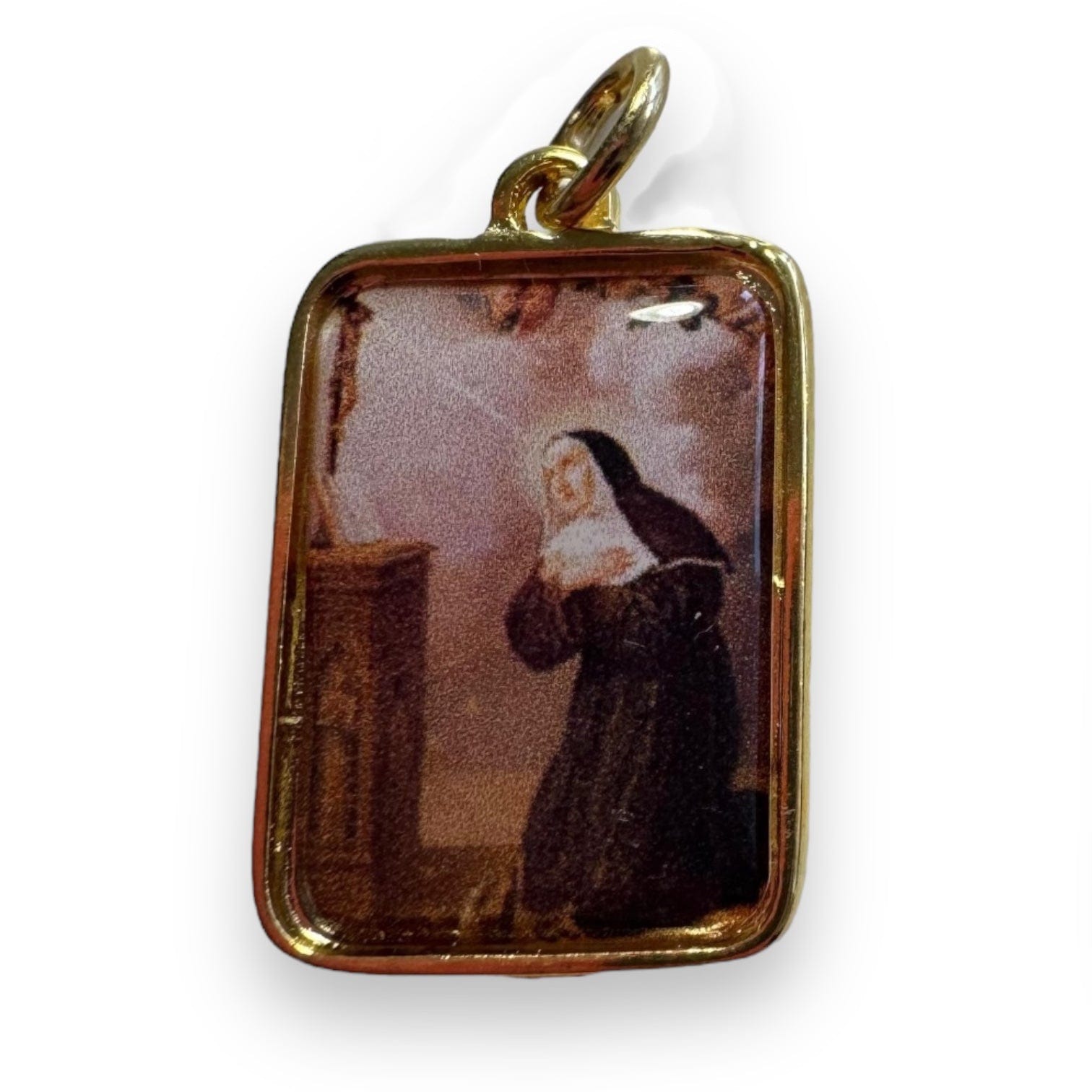 Catholically Patron Saint Medal St. Rita Relic Pendant – Rare Gold-Framed Catholic Devotional