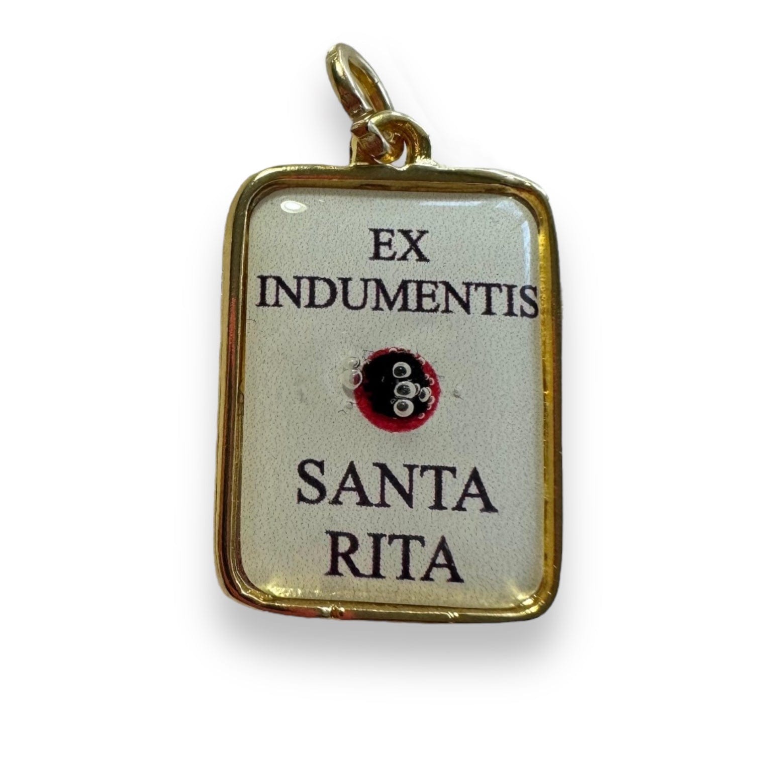 Catholically Patron Saint Medal St. Rita Relic Pendant – Rare Gold-Framed Catholic Devotional