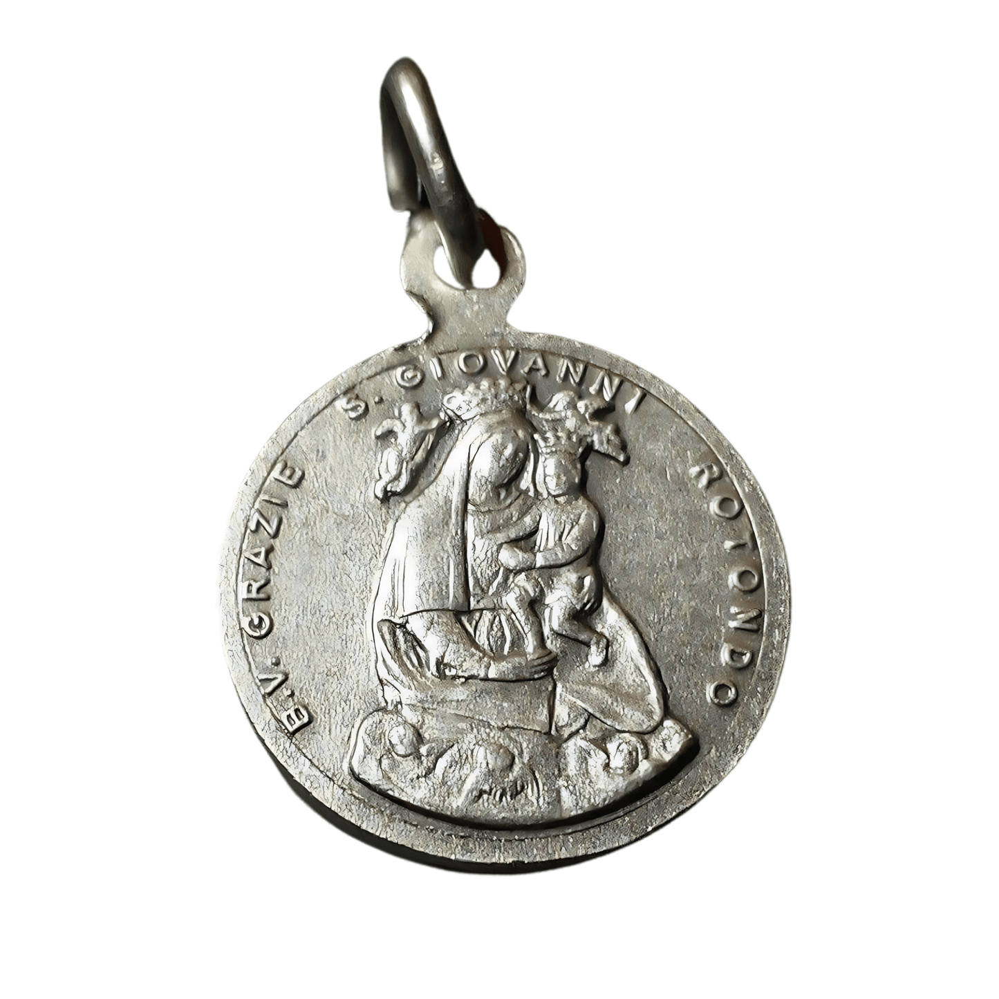 Catholically Medal St. Saint Padre Father Pio Silver Plated Tiny Medal + Our Lady Of Graces