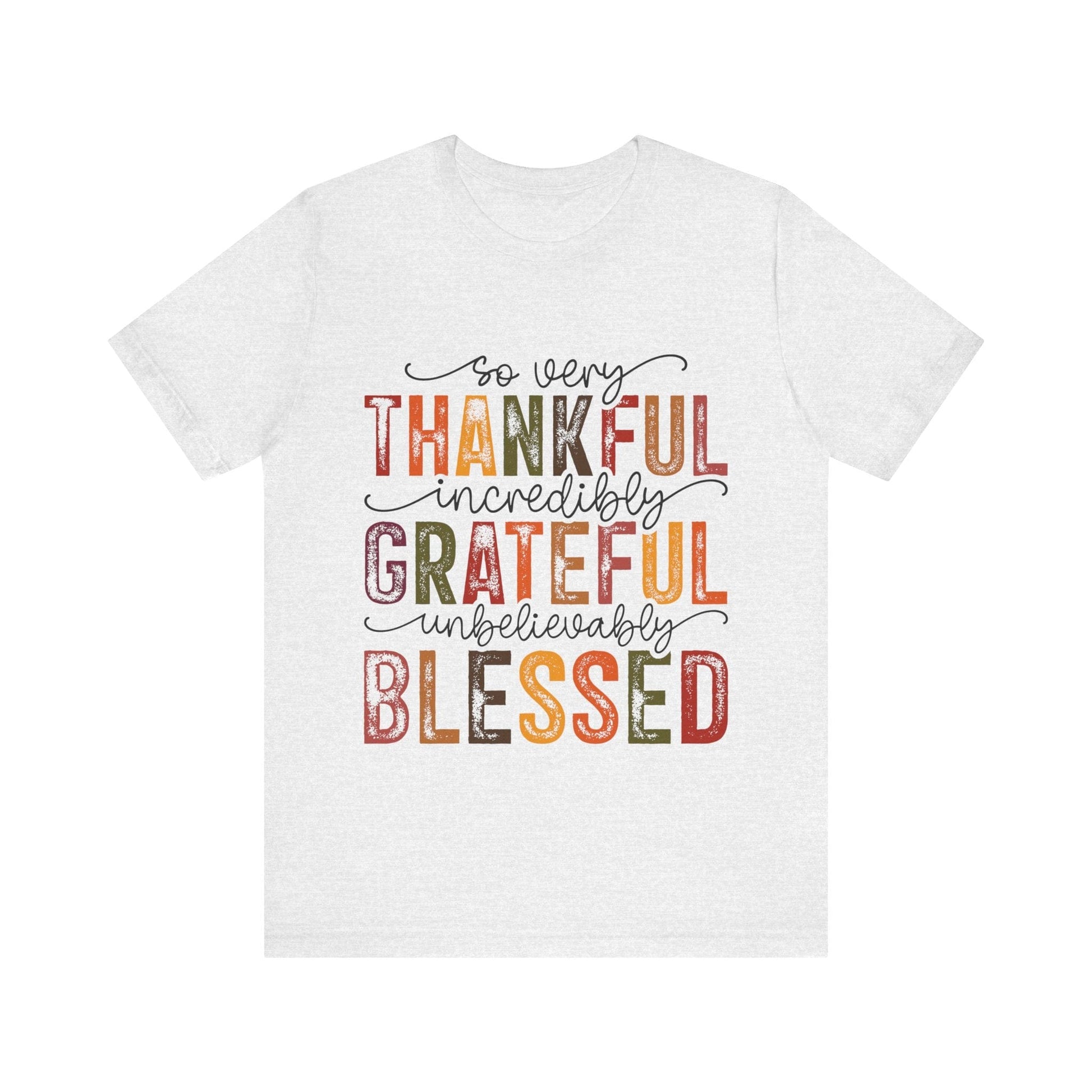 Printify T-Shirt Ash / S Thankful Grateful Blessed Unisex Jersey Tee