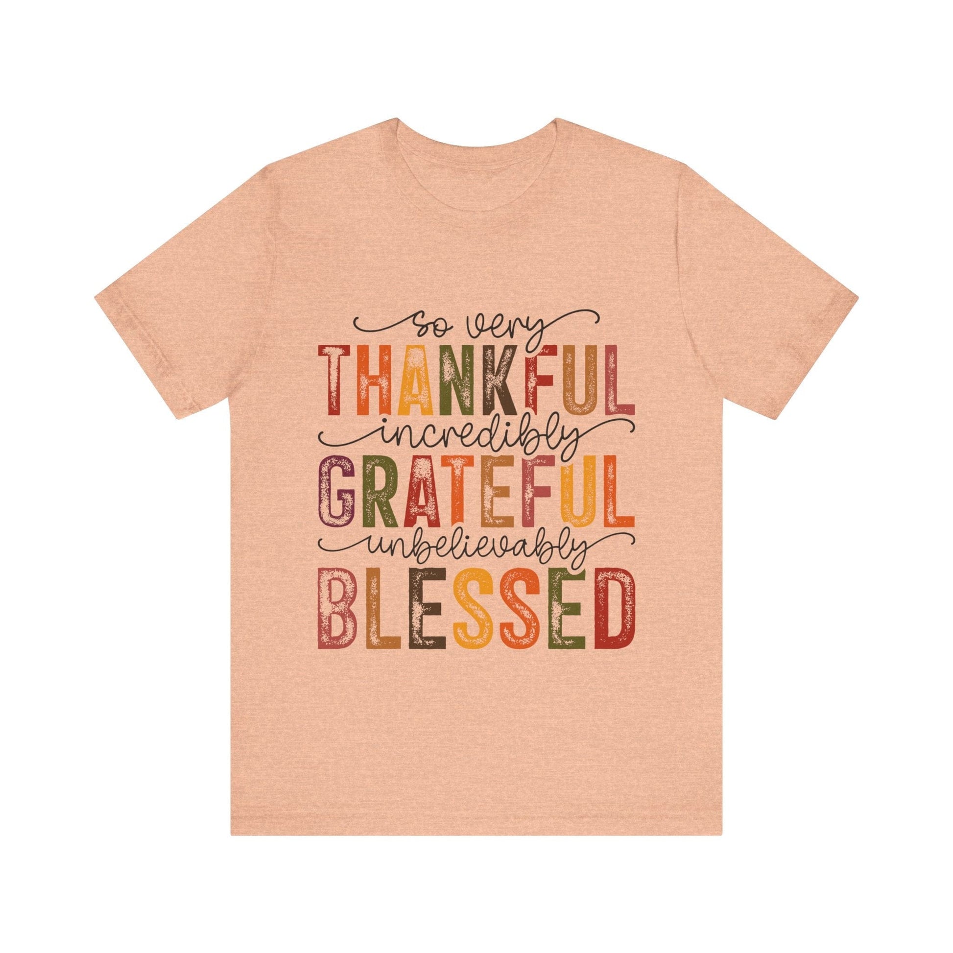 Printify T-Shirt Heather Peach / S Thankful Grateful Blessed Unisex Jersey Tee