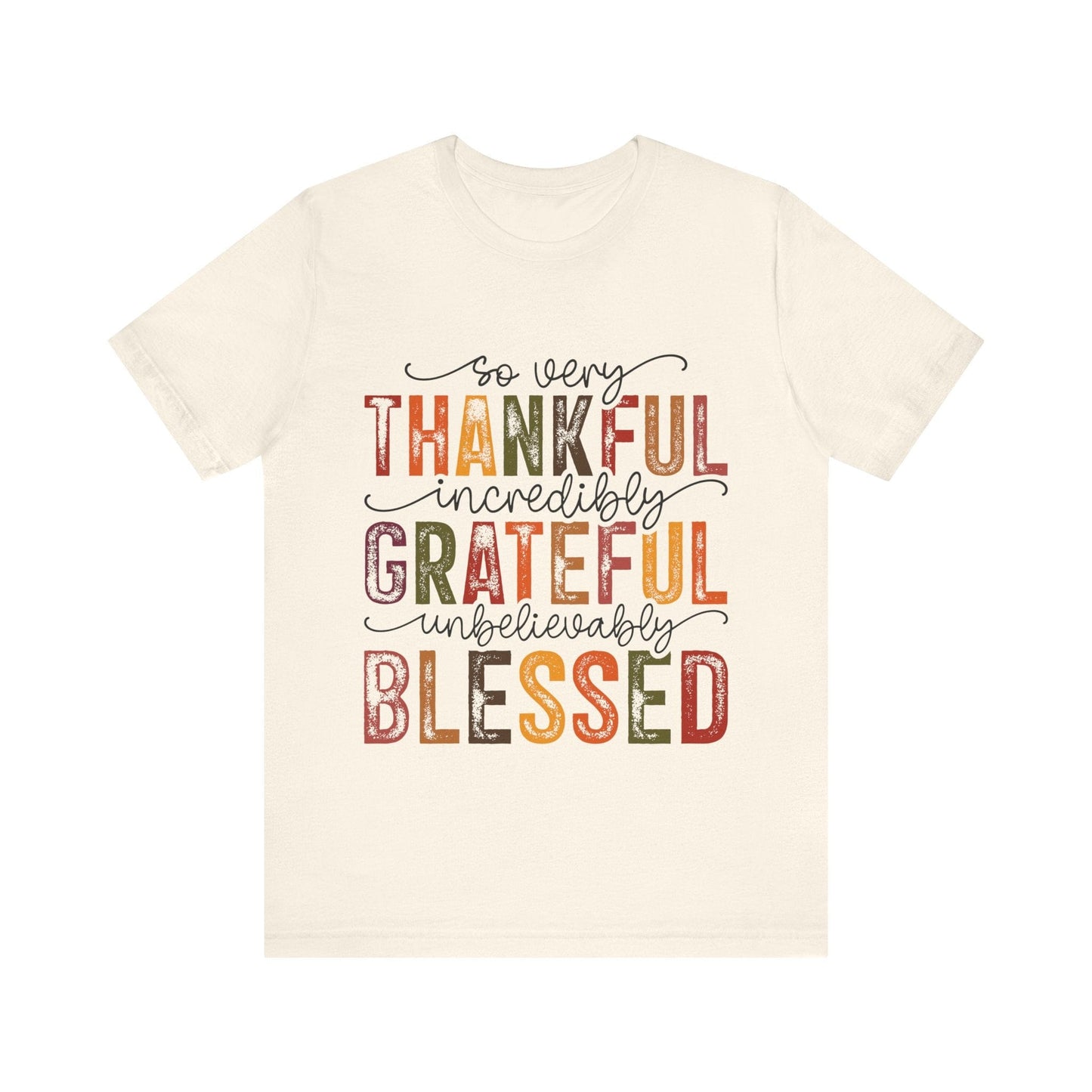 Printify T-Shirt Natural / S Thankful Grateful Blessed Unisex Jersey Tee