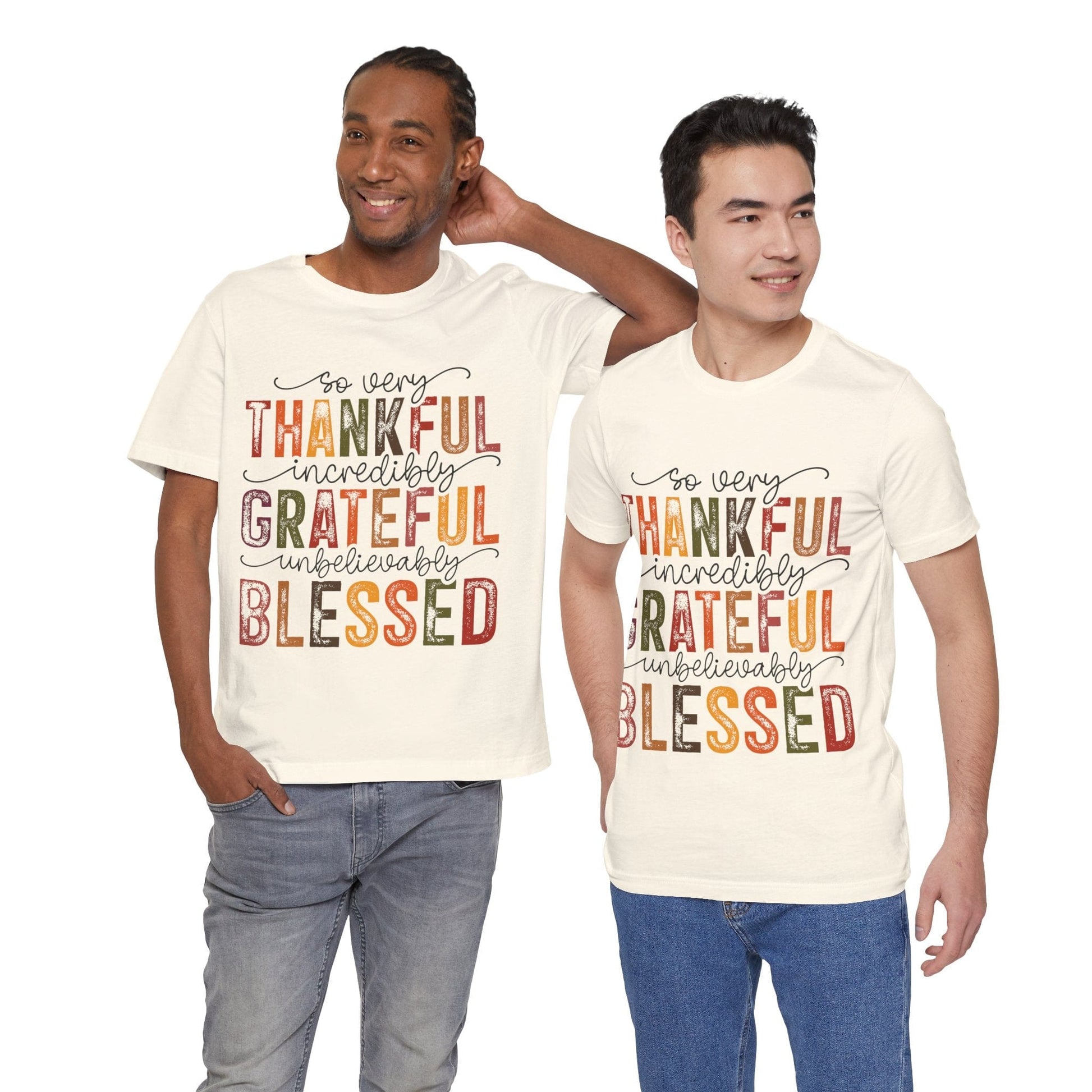 Printify T-Shirt Thankful Grateful Blessed Unisex Jersey Tee