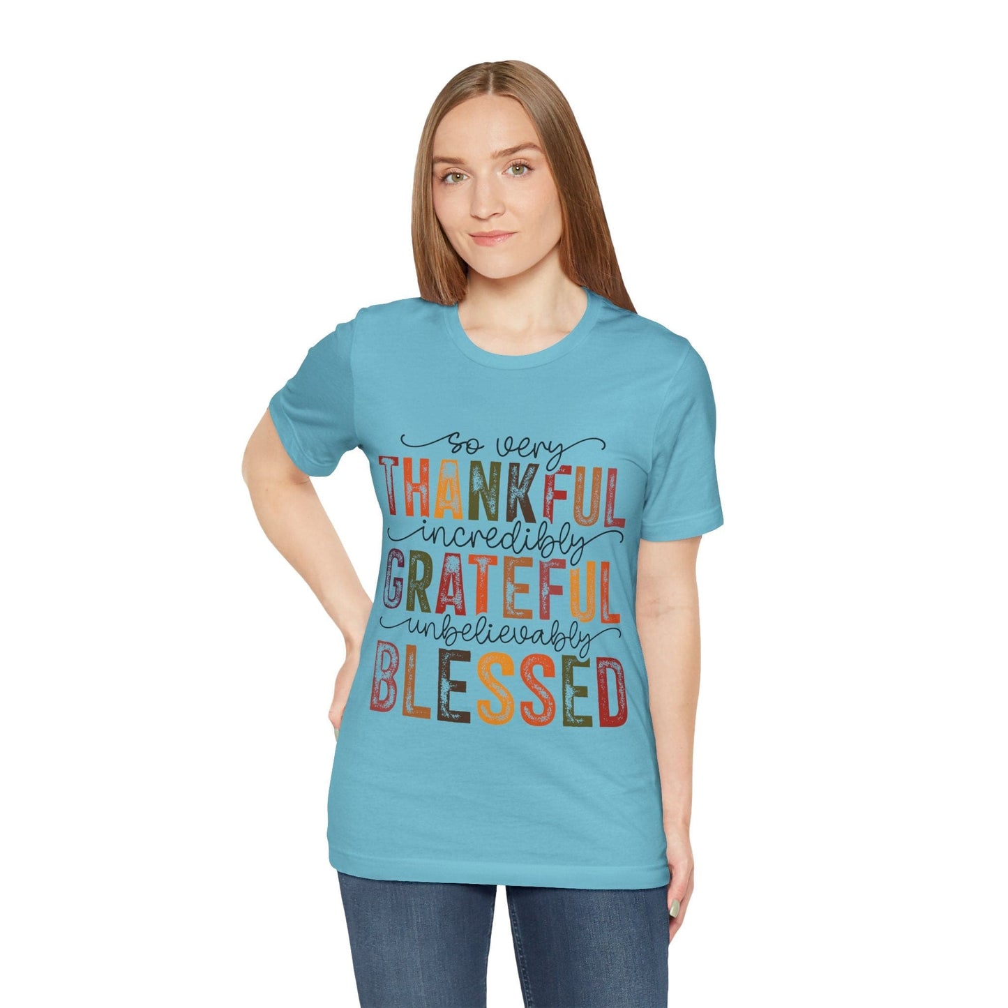 Printify T-Shirt Thankful Grateful Blessed Unisex Jersey Tee