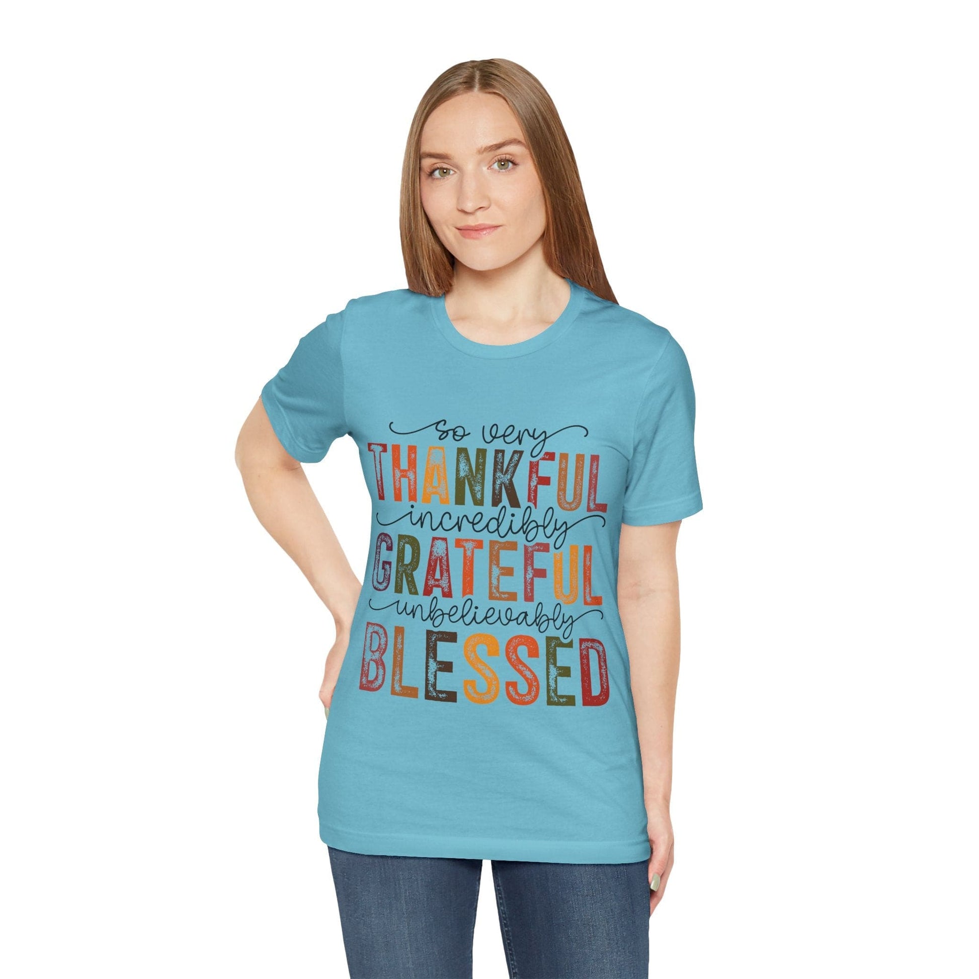 Printify T-Shirt Thankful Grateful Blessed Unisex Jersey Tee