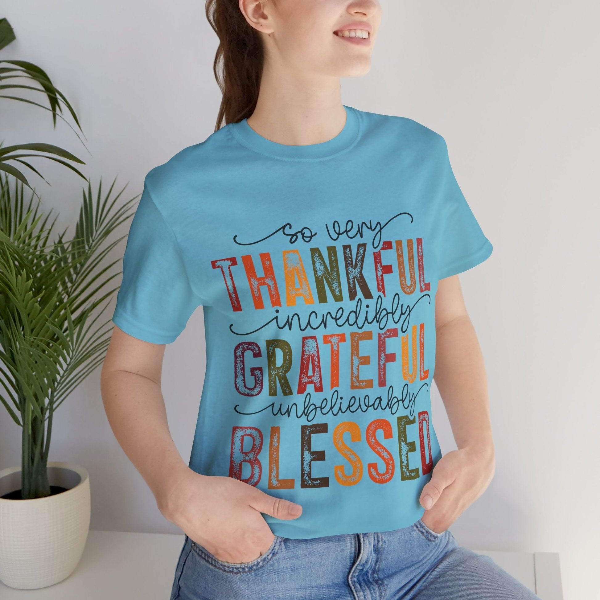 Printify T-Shirt Thankful Grateful Blessed Unisex Jersey Tee